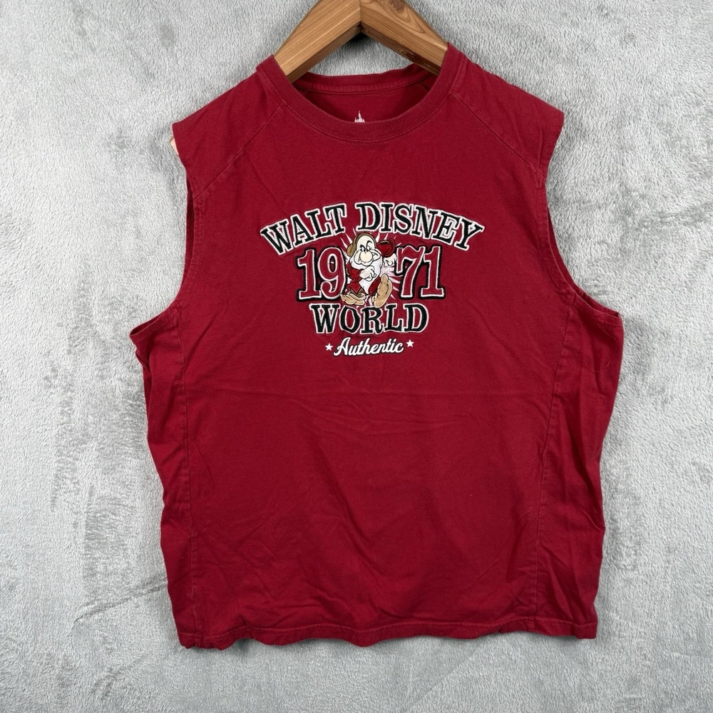 Disney Parks Mens XL Red Walt Disney World 1971 Grumpy Graphic Tank Top